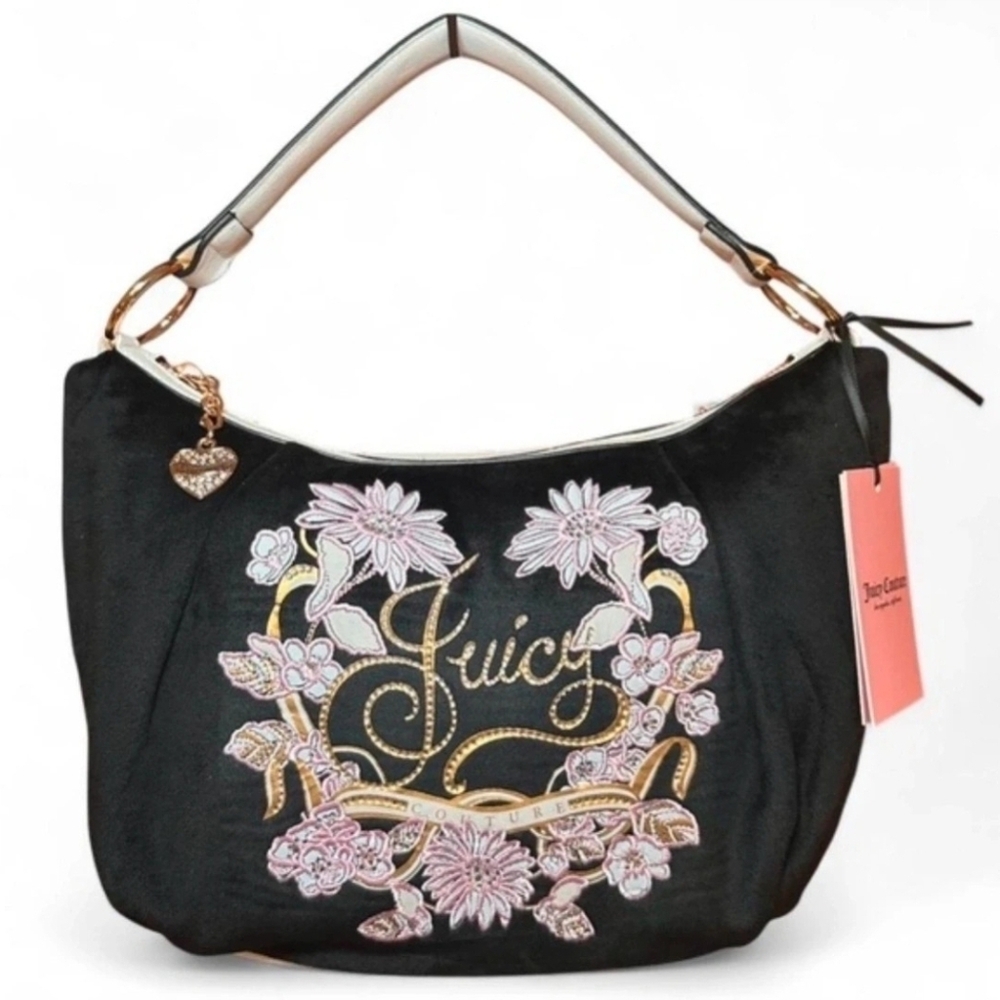 🖤▪️Juicy Couture ▪️Black and Pink Juicy In bloom Hobo Bag